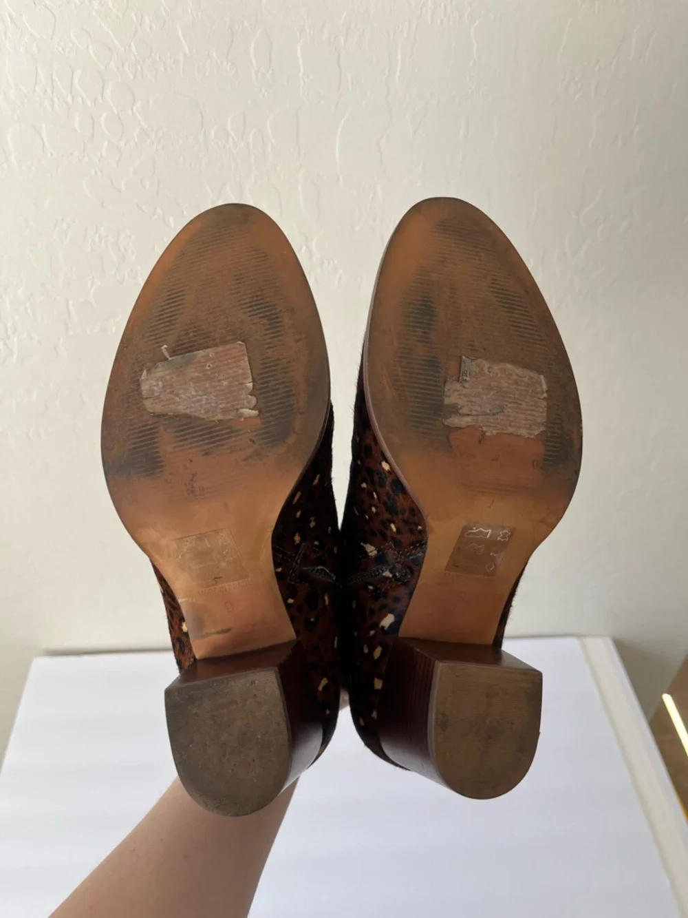 Madewell Rosie Animal Leopard Print Calf Hair Block Heel Booties Size 9 Brown